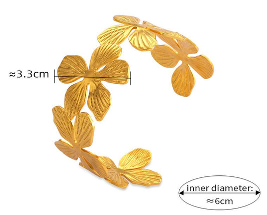 Bracelet  fleur en acier inoxydable