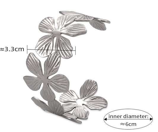 Bracelet fleur en acier inoxydable