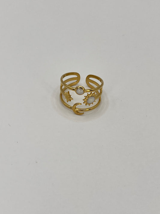 Bague Soleil, Lune & Étoile