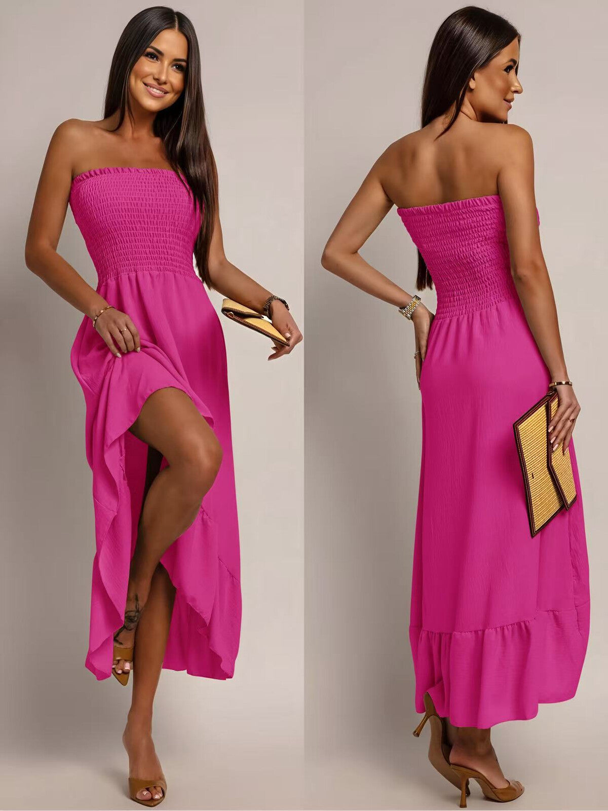 Robe bustier asymétrique femme Élégante & fluide en viscose