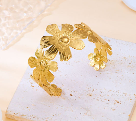 Bracelet  fleur en acier inoxydable