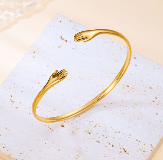 Bracelet main dans la main en acier inoxydable