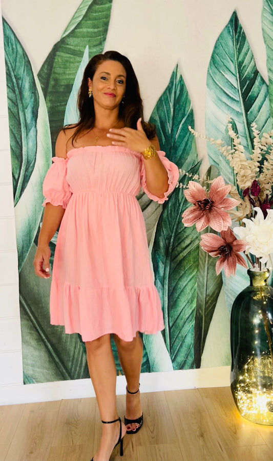 Robe Gaze de Coton Epaules Dénudées Tendance