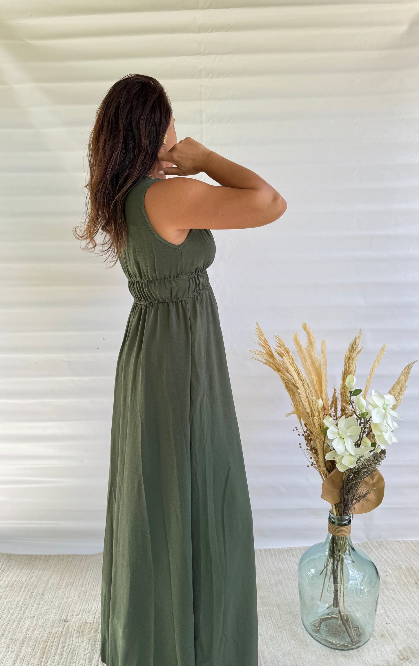 Robe Maxi Chic Bretelles Nouées Ornées d'Anneaux